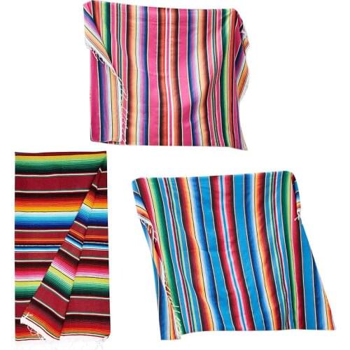 Mexican BlanketBeach Blanket Cotton Mexican Indian Handmade Rainbow Blanket Home Tapestry Beach Picnic Mat