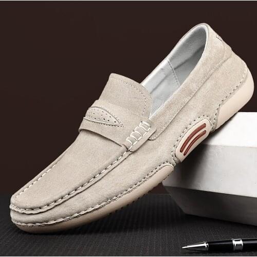 2021 New Mens Soft Leather Casual Shoes Luxury Brand Fashion Suede Loafers Moccasins Breathable Non-Slip Driving Shoes Big Size