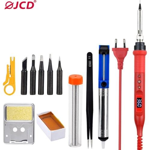 JCD 220V/110V Soldering Iron Kit 80W Multi-function Button Adjustable Temperature Soldering Station LCD Digital Display Iron908U