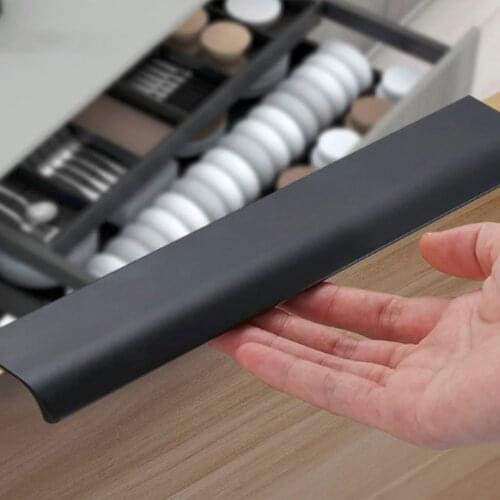 Invisible Handles Drawer Dark Handle Black Hidden Cabinet Handles Multi-size Curved Handle Knob Cabinet Closet Hidden Pulls