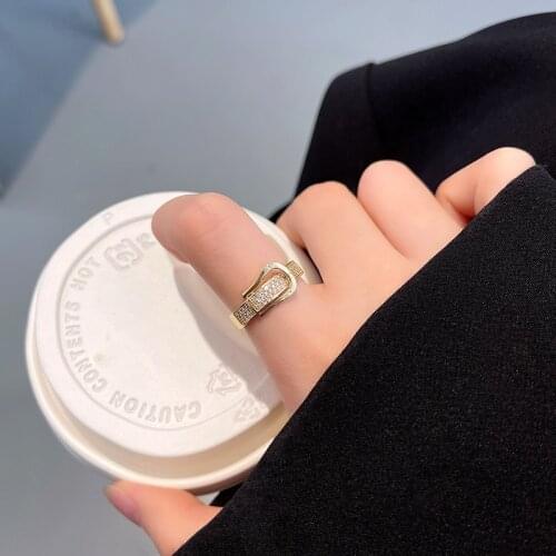 New Trendy Design Belt Shape Rings for Women Fashion Simplicity Jewelry Female Delicate Elegant Luxurious Index Finger Rings