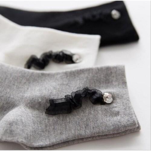 New Fashion Ribbon diamond Socks Women Autumn winter Hot Casual Cotton Socks Women Vintage Socks