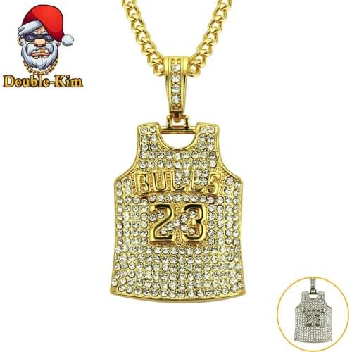 23 Jersey Zircon Pendant Necklace Men Hiphop Rock Street Culture Zinc Alloy Inlaid Zircon Chain Necklace Fashion Jewelry Gift