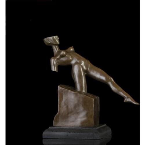 Sexy Nude Girl Bronze Statue Naked Female Sculpture Abstract Figurine Art Gallery Bedroom Decoration