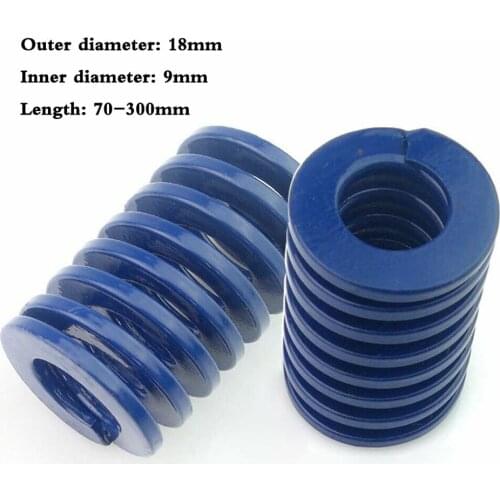 1Pcs Blue Light Load Spiral Stamping Compression Die Spring Outer Diameter 18mm Inner Diameter 9mm Length 70-300mm