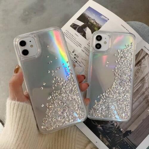 Luxury Rhinestone quicksand Laser Phone Case For iPhone 12 ProMax 12mini 11 Promax XMAX XR 7 8 Plus Liquid glitter Cases