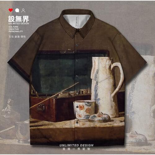 World famous smokers box Las Meninas Short-Sleeved shirt Shirts mens casual button up Blouses Print clothing Summer Clothes