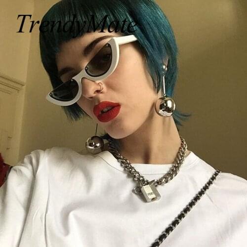Retro Small Size Half Frame Cat Eye Sunglasses Cool Women Men Brand Designer Sun glasses Female Shades Eyewear UV400 1077T