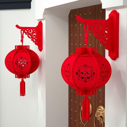 Knot products Flocking small lanterns hanging red outdoor indoor tree bonsai decoration festive layout