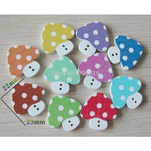 WB0141 22mm*23mm mushroom shape wooden button mix 150pcs decorative sewing supplies