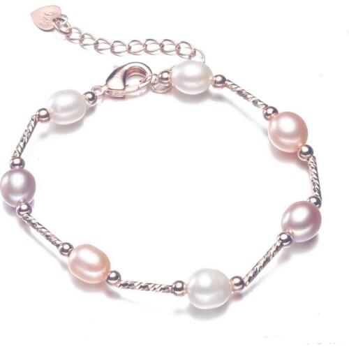 Natural Pearl Bracelet with Adjustable Cahin Women Girl Natural Pearl Bracelet for Gift Party 4 Colors High Quality
