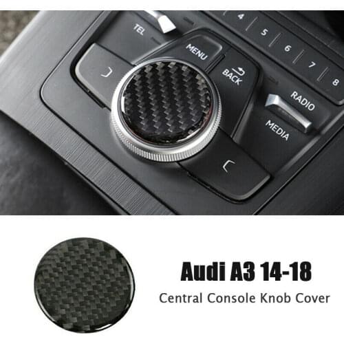 1pc Carbon Fiber Central Console Knob Decorative Cover Sticker for Audi A3 14-18