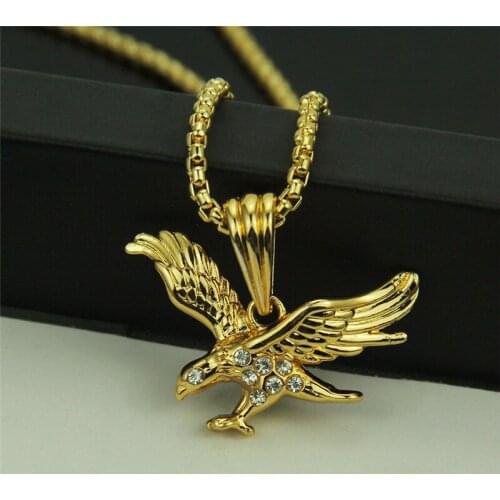 1PC Hip hop rap male personality necklace zircon eagle alloy pendant item animal zodiac pattern Support a generation