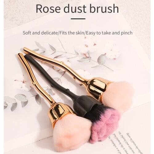 NOQ 1pcs Rose Cleaning Nail Brush Nail Soft Dust Brushes Cleaner Remove For Manicure Makeup Nail Art Tools
