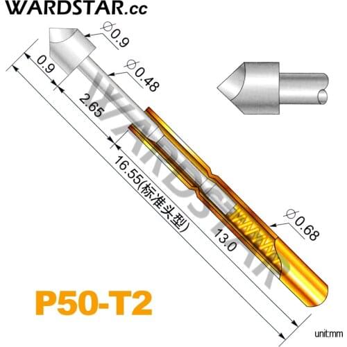 100pcs/lot P50-T2 Dia 0.9mm Spring Test Probes Pogo Pin Length 16.55mm (Stroke Spring Froce:75g) Wholesale