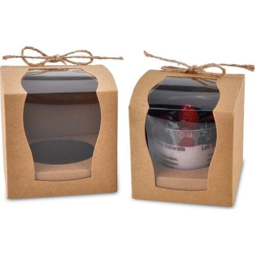 12 pcs/set DIY Cupcake Boxes with PVC Window for Christmas Party Birthday Wedding Favor Kid Gift Kraft Paper Candy Boxes