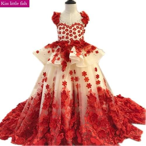 2019 Free shipping Custom made Luxurious Girls dresses for party and wedding Pageant dresses for girls