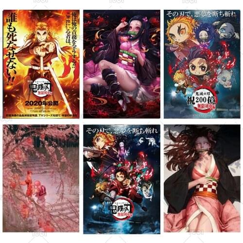 2021 Japanese Anime Demon Slayer: Blade Infinite Train Canvas Print Poster Wall Art Picture for Kidsroom Home Decor Cuadros