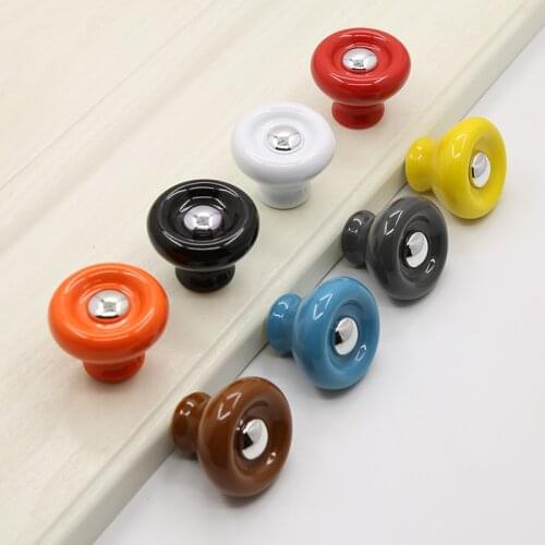 38mm Colorful Furniture Custom Cabinet Door Handle Modern Wardrobe Drawer Knob Round Single Hole Ceramic Home Decoration
