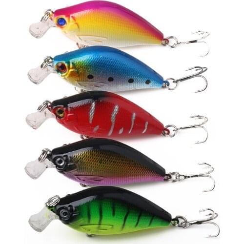 5PCS Laser Crankbait Minnow Fishing Lure 6.5CM 8.4G Pesca Hooks Fish Wobbler Tackle