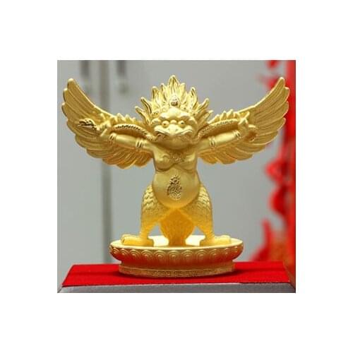 Velvet satin golden Garuda Buddha Tibetan ornaments crafts gift decoration feng shui ornaments for security and peace