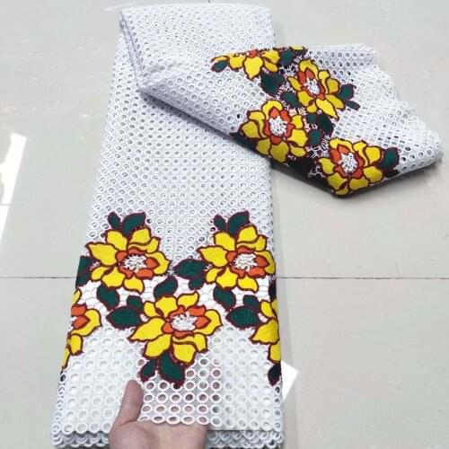 White African Cord Lace Fabric 2021 High Quality Lace Water Soluble Nigerian Guipure Cord Lace With Stone For Wedding 5yard