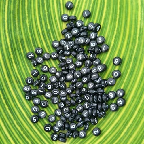 CHONGAI 300Pcs Mixed White Acrylic Numbers Spacer Beads For Jewelry Making 7mm