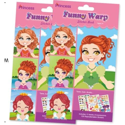 Kids DIY Sticker Craft Puzzle Make A Face Girl Princess Animal Dinosaur Assemble Jigsaw Recognition Training Educational Toys