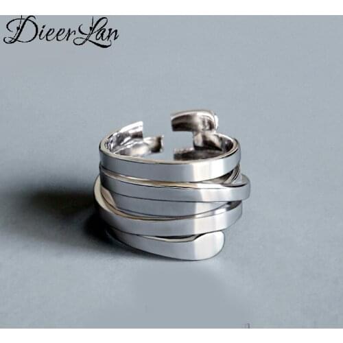 DIEERLAN Vintage Silver Color Multilayer Geometric Irregular Rings For Women Men Finger Rings Party Gifts Anillos