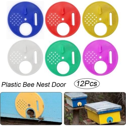 12PCs Round Bee Hive Box Entrance Gate Disc Plastic Bee Nest Door Honeycomb Entrance Gate Beekeeping Tool Equipment