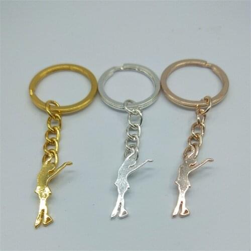 Hot Trendy Figure Skating keychain Men keychain Women Ice Skate Jewelry Stainless Steel Jewelry Drop Shipping
