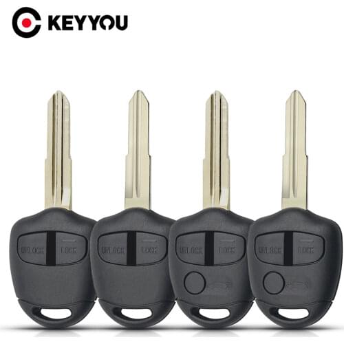 KEYYOU 10pcs Remote Car Key Shell for Mitsubishi Lancer Outlander Grandis Key Case 2/3 Button Right/Left MIT11/MIT8 Uncut Blade