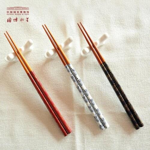 Chinese Wooden Chopstick NATIONAL MUSEUM OF CHINA Creative Printing Chinese Ancient Patterns Chop Sticks Sushi Palillos Chinosas