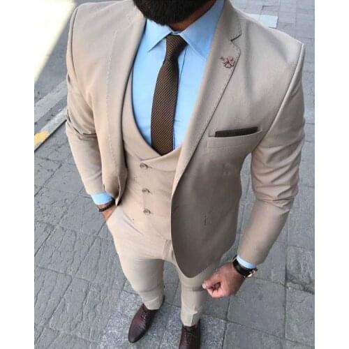 Handsome Groomsmen Notch Lapel Groom Tuxedos Mens Wedding Dress Man Jacket Blazer Prom Dinner (Jacket+Pants+Tie+Vest) A199