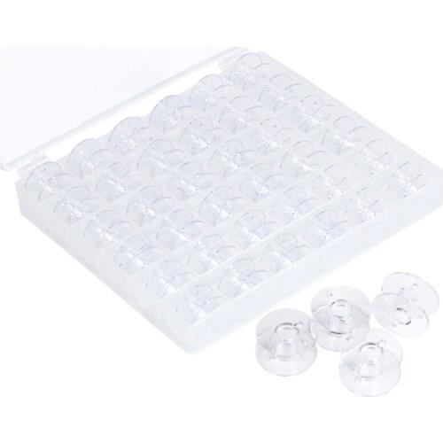LMDZ 36Pcs Clear Sewing Machine Bobbins Spools Empty Bobbins Spools Plastic Storage Box For Home Sewing Accessories Tools