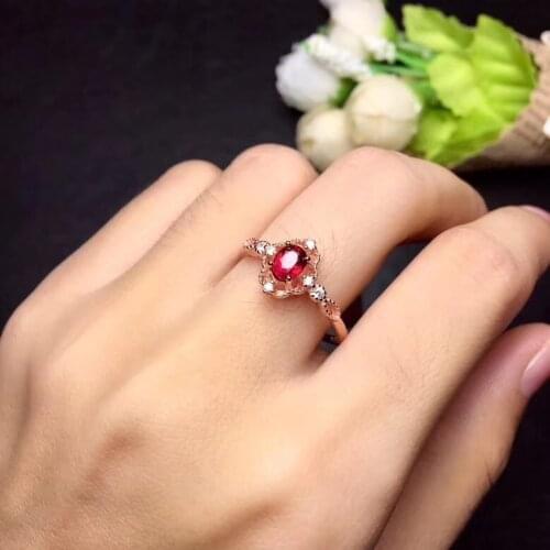 Best Gift For your Loved Girl Original ruby ring Free shipping Natural and real ruby 925 sterling silver 4*5mm gemstone