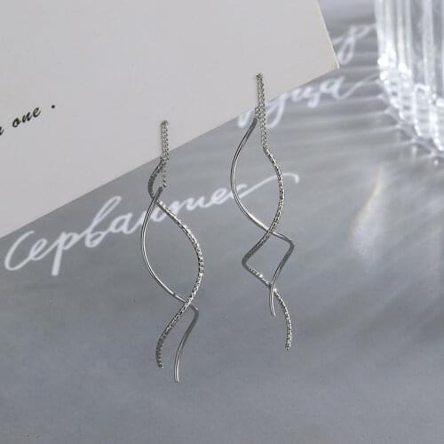 Fashion Long Twisted Line Earrings for Women Party Jewelry Silver Color Minimalist Copper Long Dangle Earring Gifts Wholesale