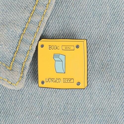 Cartoon Fun Creative Yellow Power Switch ON OFF Enamel Brooch Alloy Badge Denim Clothes Bag Pin Cute Sweet Jewelry Gift For Kid