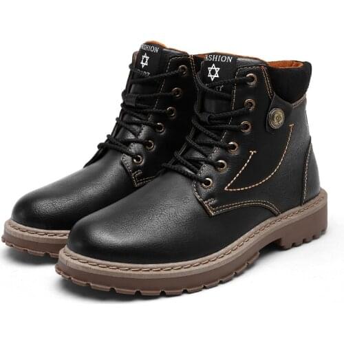 2020 New Mens Winter Pu Leather Ankle Boots Men Autumn Waterproof Snow Boots Leisure Autumn Boots Shoes Mens