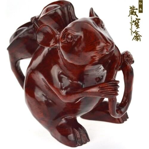 Mouse Mouse ornaments mahogany carvings gold ornaments Zodiac money Kangaroo Rat Gift