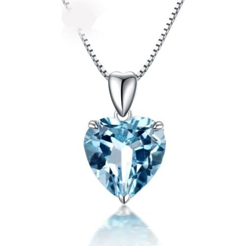 Real Natural Blue Topaz Jewelry 100% S925 Sterling Silver Necklace Pendant for Women Silver 925 Jewelry Bizuteria Topaz Gemstone