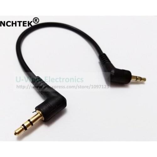 NCHTEK Dual 90 Degree Right Angled 3.5mm 3 Poles Stereo Male to Male Audio Extension Cable Black Color 20CM/Free Shipping/10PCS