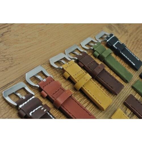 Wholesale 10PCS / lot 24MM handmade genuine cow leather Watch band watch strap 4 colors available -WBG19