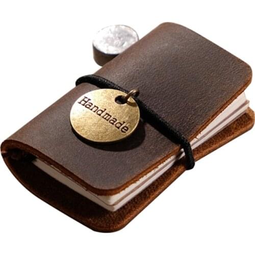 Mini Portable Rope Notebook with Metal Cover Pendant Bag Decor Leather Cover, Size: 4.5x3cm, 32 Sheets, Blank Page
