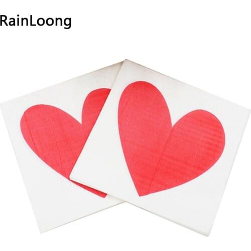 [RainLoong] Wedding Red Love Paper Napkins Event & Party Supplies Tissue Printed Napkin Supply Party 33*33cm 1 pack