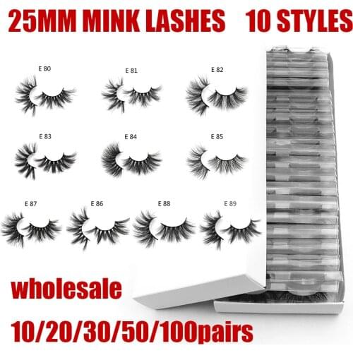 10/20/30/50/100 pairs Mink Lashes Wholesale 25mm Mink Eyelashes Dramatic Long 18mm-25mm Fluffy Messy 3D lashes Makeup Eye Lashes