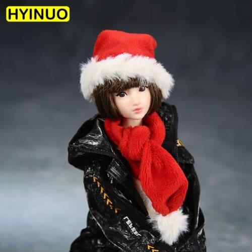 1/6 Scale Christmas Hat Woman Christmas Female Hat Scarf Red Scarf Playing Toy for 12" Action Figure Body Accessory