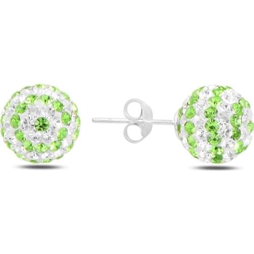 Silver 925 Sterling Ball Crystal Stone Earrings