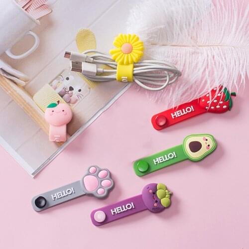 Silicone Cable Clips Cartoon Cable Winder Headphone Earphone Cable Wire Organizer USB Cord Holder For iphone samsung Data Line