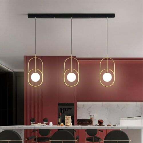 Nordic Ring Iron Line Gold Pendant Lights Living Room Bedroom Dining Room Hanging Light Bar Deco Restaurant Glass Lamps Fixtures